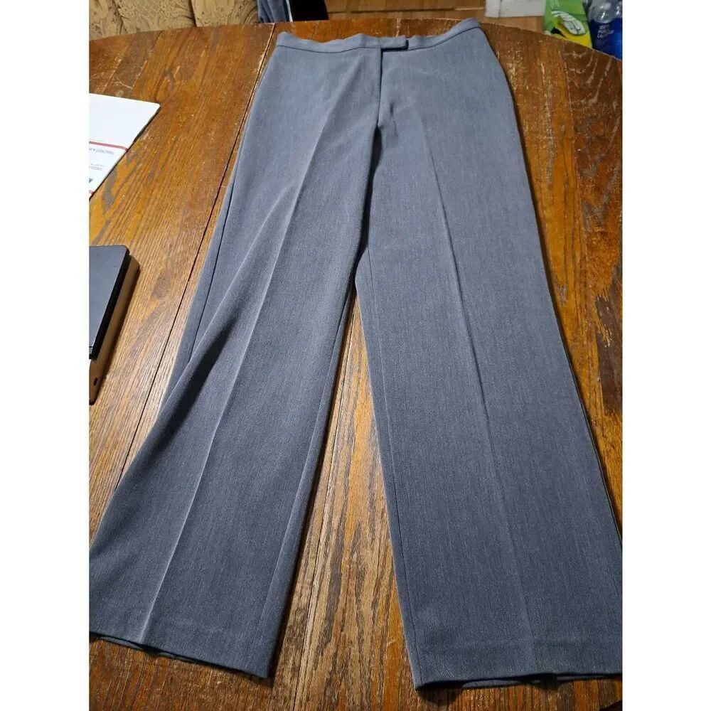 Size 10 Koret Grey Flat Front Pleated Leg Lined Dress Pants High Waist